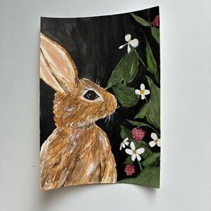 Rabbit Art with Flowers
